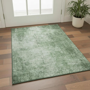 HomeRoots 5' x 8' Abstract Green and Gray Washable Area Rug with UV Protection for Active Homes & Families 707601