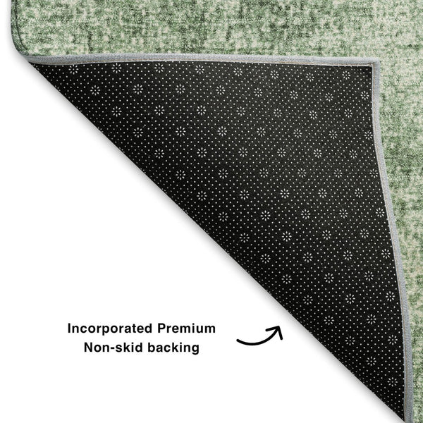 HomeRoots 10' X 14' Modern Green & Gray Abstract Area Rug - Washable, UV Protected, Durable for Daily Use 707605