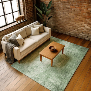 HomeRoots 10' X 14' Modern Green & Gray Abstract Area Rug - Washable, UV Protected, Durable for Daily Use 707605