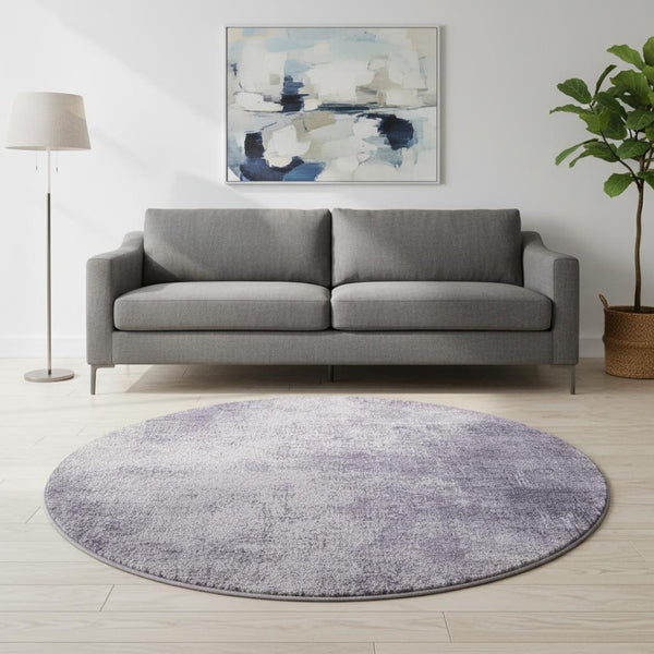 HomeRoots 8' X 10' Stylish Lavender and Gray Abstract Area Rug – Washable, UV-Protected, Durable for Families 707609
