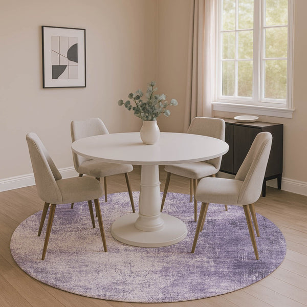 HomeRoots 8' X 10' Stylish Lavender and Gray Abstract Area Rug – Washable, UV-Protected, Durable for Families 707609