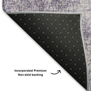 HomeRoots 9' X 12' Abstract Lavender and Gray Area Rug - Washable, Stain-Resistant with UV Protection, Durable Design 707610