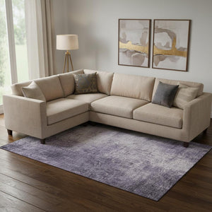 HomeRoots 10' X 14' Contemporary Lavender & Gray Washable Area Rug - Stain Resistant & UV Protected Design 707611