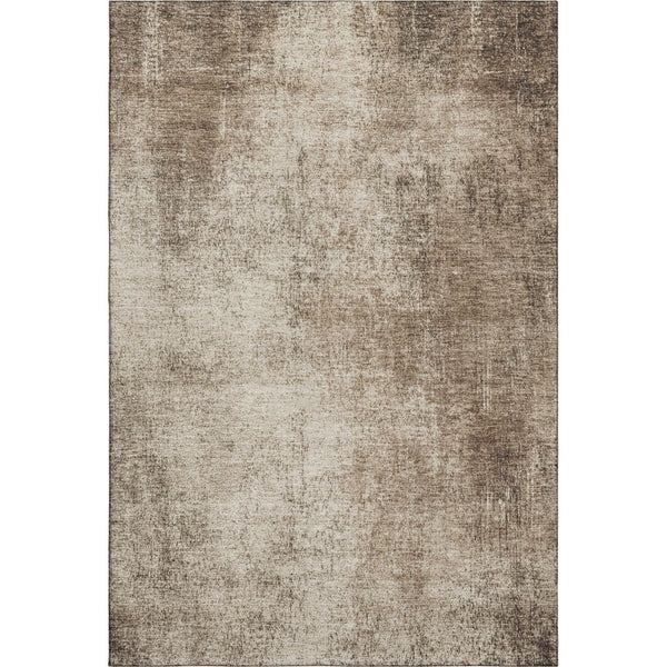 HomeRoots 8' Taupe and Beige Abstract Washable Round Rug - Durable, Stain-Resistant with UV Protection, 8ft 707614
