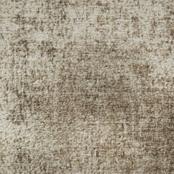HomeRoots 8' Taupe and Beige Abstract Washable Round Rug - Durable, Stain-Resistant with UV Protection, 8ft 707614