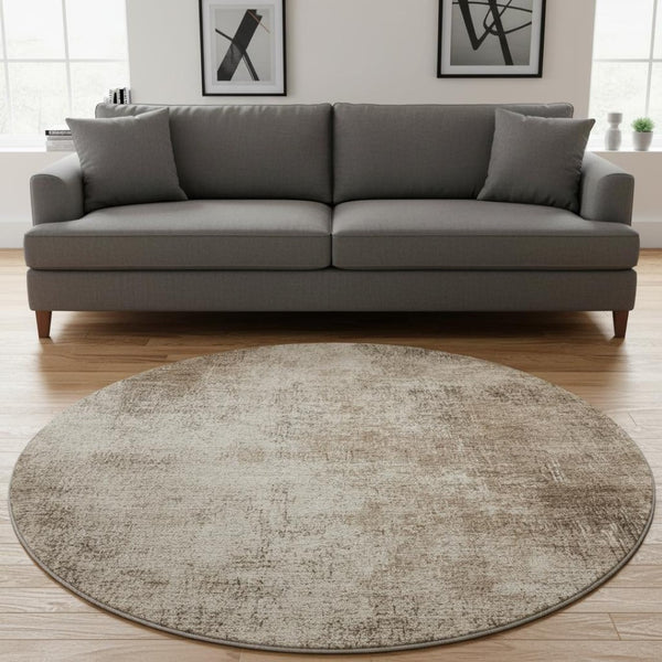 HomeRoots 8' X 10' Abstract Washable Area Rug in Taupe & Beige - UV Protected, Durable & Easy Care for Homes 707615