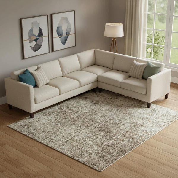 HomeRoots 10' X 14' Taupe & Beige Abstract Washable Area Rug with UV Protection for Ultimate Durability & Style 707617