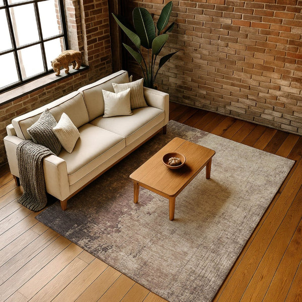 HomeRoots 10' X 14' Chocolate and Beige Abstract Area Rug - Durable, Stain-Resistant, UV-Protected Design! 707623