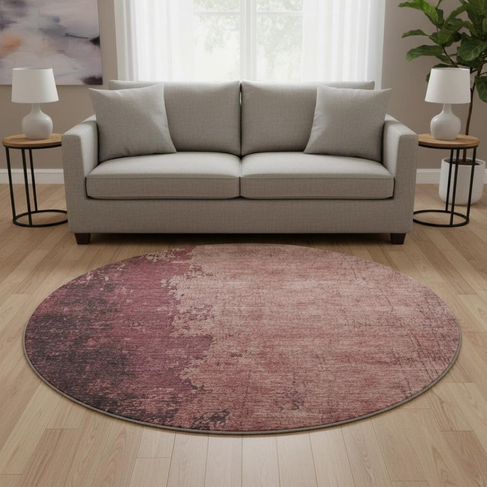 HomeRoots 8' X 10' Coral & Burgundy Abstract Washable Area Rug - UV Protected, Easy-Care for Homes with Kids & Pets 707627