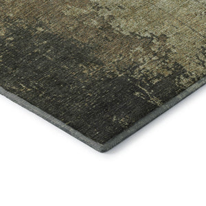 HomeRoots 5' X 8' Olive Green and Brown Abstract Area Rug - Washable, UV Protected, Non-Slip for Safe Spaces 707631