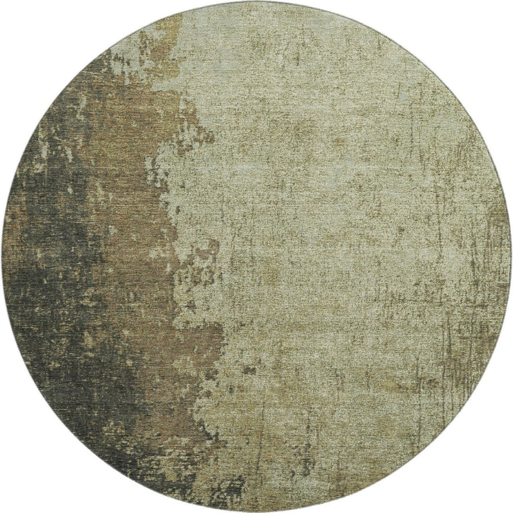 HomeRoots 8' X 10' Washable Olive Green and Brown Abstract Area Rug with UV Protection for Stylish Durability 707633