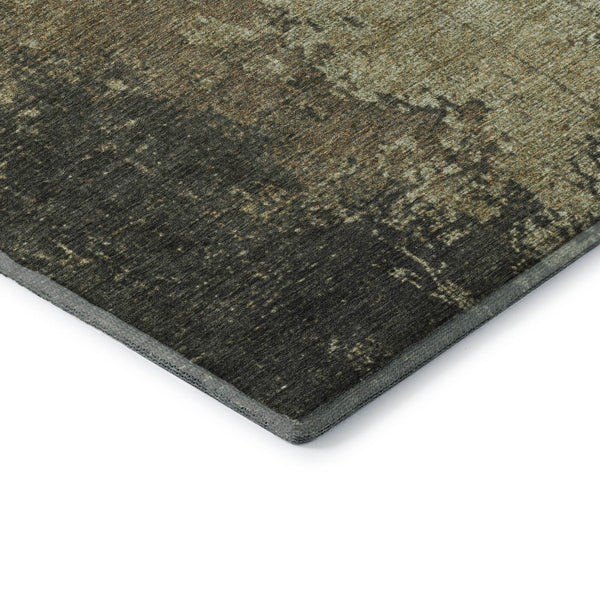 HomeRoots 8' X 10' Washable Olive Green and Brown Abstract Area Rug with UV Protection for Stylish Durability 707633