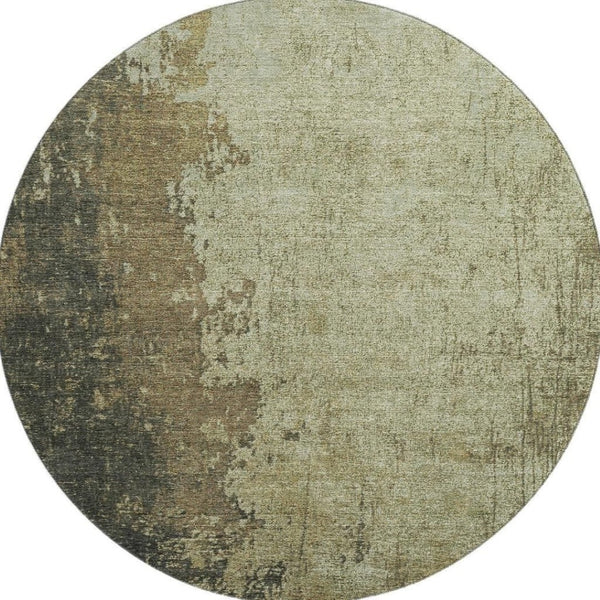 HomeRoots 8' X 10' Washable Olive Green and Brown Abstract Area Rug with UV Protection for Stylish Durability 707633