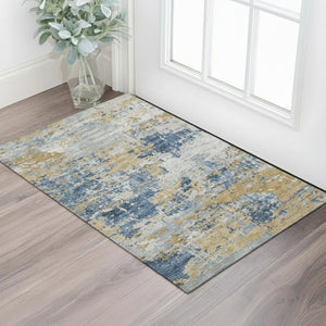 HomeRoots 5' X 8' Rust and Copper Abstract Area Rug - Washable, UV Protected, Stain Resistant, Non-Slip Backing 707637