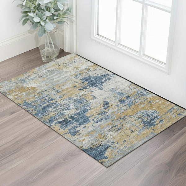 HomeRoots 5' X 8' Rust and Copper Abstract Area Rug - Washable, UV Protected, Stain Resistant, Non-Slip Backing 707637
