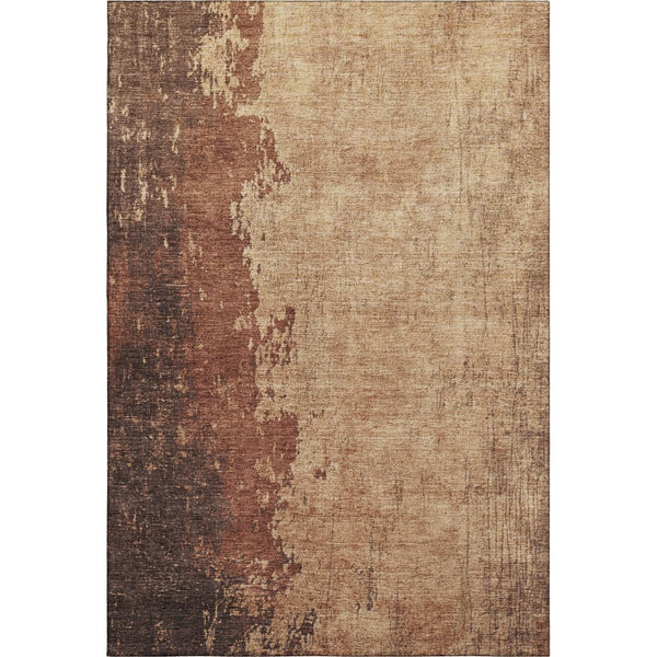HomeRoots 5' X 8' Rust and Copper Abstract Area Rug - Washable, UV Protected, Stain Resistant, Non-Slip Backing 707637