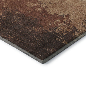 HomeRoots 5' X 8' Rust and Copper Abstract Area Rug - Washable, UV Protected, Stain Resistant, Non-Slip Backing 707637