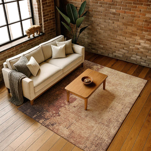 HomeRoots 9' X 12' Modern Rust & Copper Abstract Washable Area Rug with UV Protection for Stylish Spaces 707640