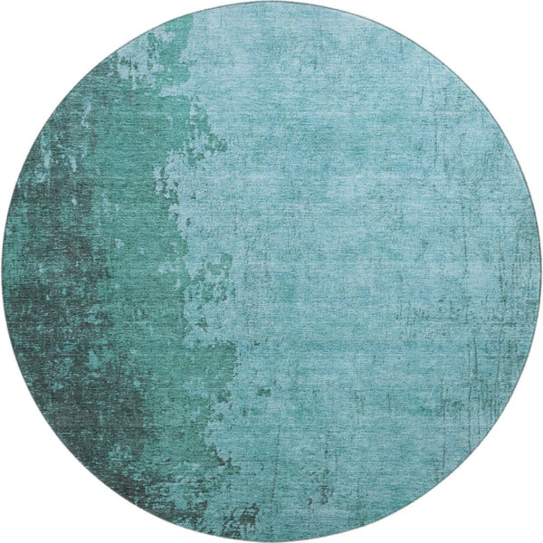 HomeRoots 8' X 10' Teal and Gray Abstract Washable Area Rug with UV Protection for Modern Living Spaces 707645