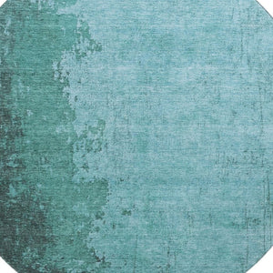 HomeRoots 8' X 10' Teal and Gray Abstract Washable Area Rug with UV Protection for Modern Living Spaces 707645