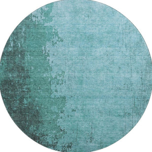 HomeRoots 8' X 10' Teal and Gray Abstract Washable Area Rug with UV Protection for Modern Living Spaces 707645