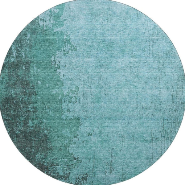 HomeRoots 8' X 10' Teal and Gray Abstract Washable Area Rug with UV Protection for Modern Living Spaces 707645