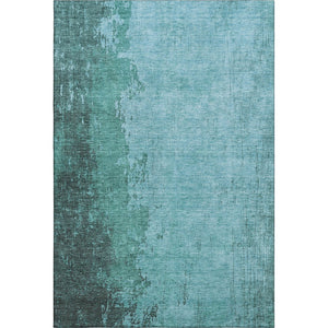 HomeRoots 9' X 12' Teal & Gray Abstract Area Rug - Washable, UV-Protected, Stain-Resistant for Modern Homes 707646