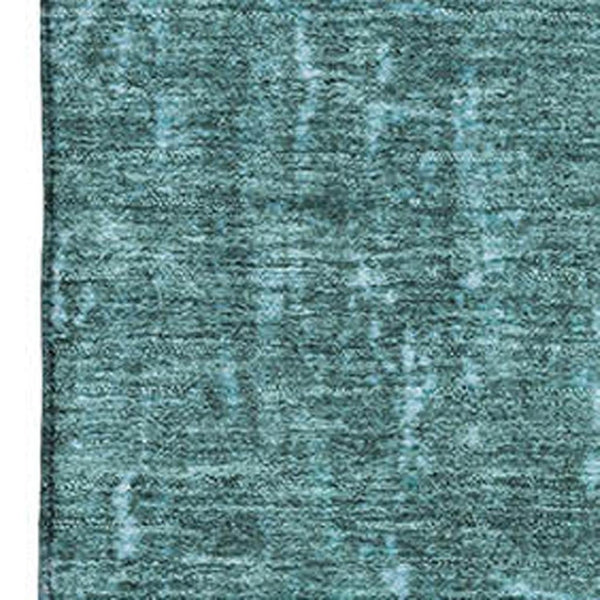 HomeRoots 9' X 12' Teal & Gray Abstract Area Rug - Washable, UV-Protected, Stain-Resistant for Modern Homes 707646