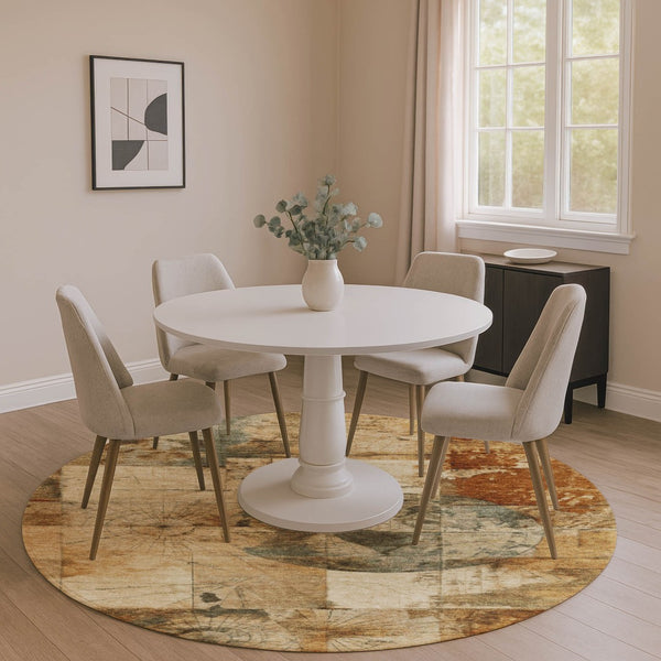 HomeRoots 8' X 10' Stylish Beige Gray and Rust Geometric Washable Area Rug for Modern Homes & Families 707651