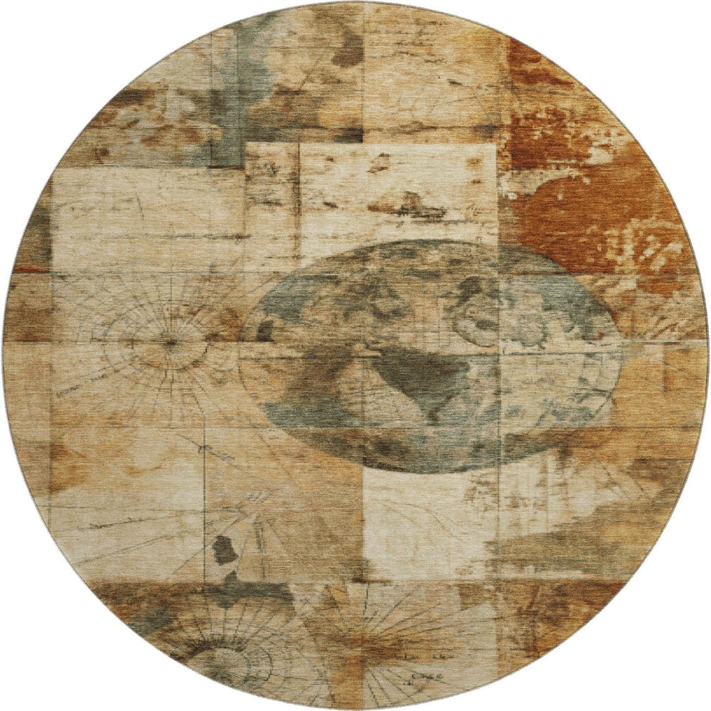 HomeRoots 8' X 10' Stylish Beige Gray and Rust Geometric Washable Area Rug for Modern Homes & Families 707651