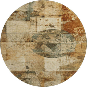 HomeRoots 8' X 10' Stylish Beige Gray and Rust Geometric Washable Area Rug for Modern Homes & Families 707651