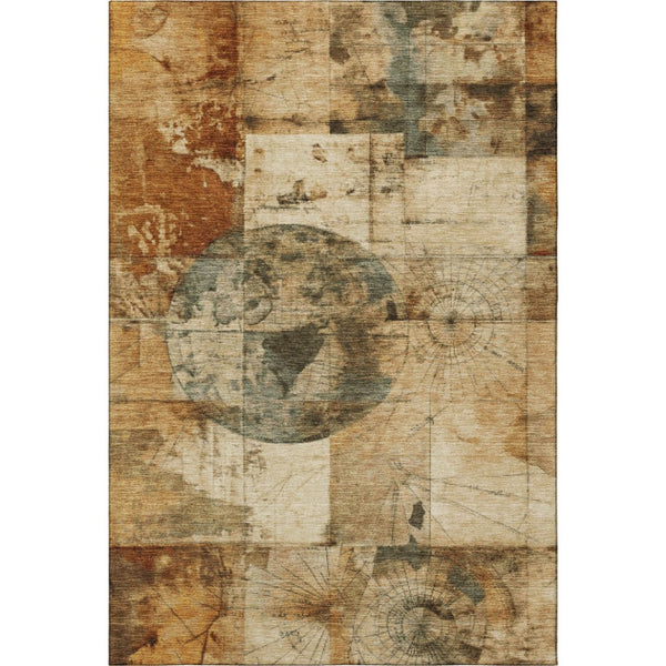 HomeRoots 10' X 14' Beige Gray Rust Geometric Area Rug - UV Protected, Stain-Resistant, Stylish & Durable! 707653