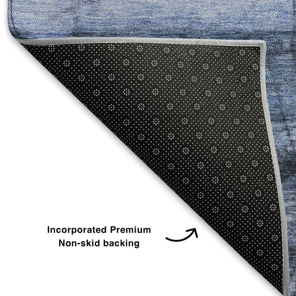 HomeRoots 5' Stylish Blue and Gray Geometric Washable Area Rug with UV Protection for Kids and Pets' Safety 707655