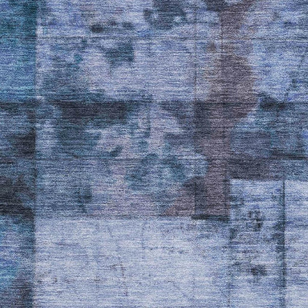 HomeRoots 5' Stylish Blue and Gray Geometric Washable Area Rug with UV Protection for Kids and Pets' Safety 707655