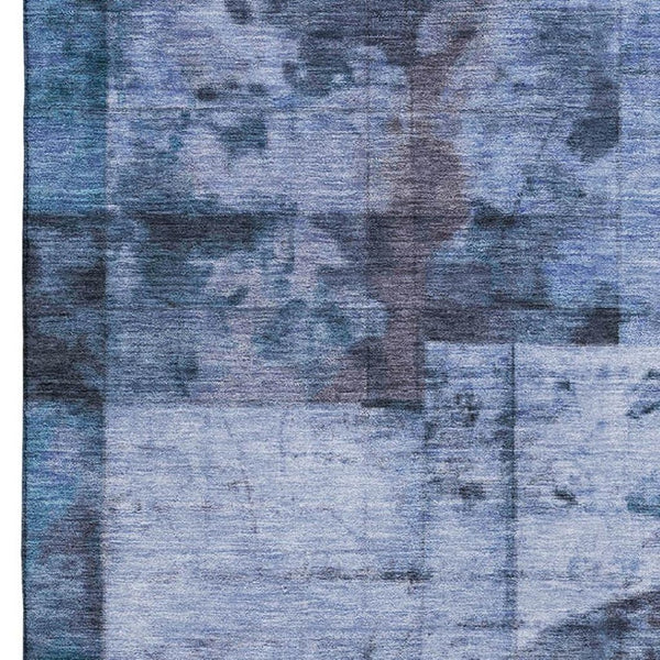 HomeRoots 5' Stylish Blue and Gray Geometric Washable Area Rug with UV Protection for Kids and Pets' Safety 707655