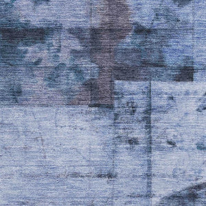 HomeRoots 8' Blue and Gray Geometric Round Rug – Washable, UV-Protected, Durable for High-Traffic Homes! 707656