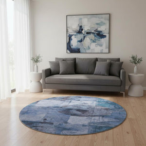 HomeRoots 8' X 10' Stylish Blue and Gray Geometric Washable Area Rug with UV Protection for Busy Homes 707657