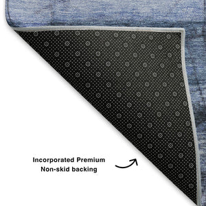 HomeRoots 8' X 10' Stylish Blue and Gray Geometric Washable Area Rug with UV Protection for Busy Homes 707657