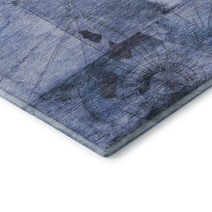 HomeRoots 8' X 10' Stylish Blue and Gray Geometric Washable Area Rug with UV Protection for Busy Homes 707657