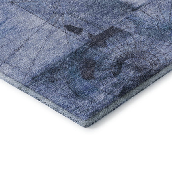 HomeRoots 8' X 10' Stylish Blue and Gray Geometric Washable Area Rug with UV Protection for Busy Homes 707657
