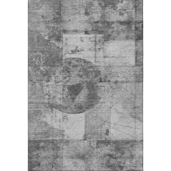 HomeRoots 5' X 8' Gray and Silver Geometric Washable Area Rug - UV Protected, Stain-Resistant, Non-Slip Design 707661