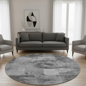 HomeRoots 8' X 10' Stylish Gray & Silver Geometric Area Rug - Washable, UV Protected & Perfect for High Traffic! 707663
