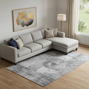 HomeRoots 10' X 14' Gray & Silver Geometric Washable Area Rug – Durable, UV-Protected & Ideal for Families 707665