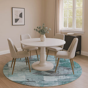 HomeRoots 8' X 10' Stylish Teal and Gray Geometric Washable Area Rug with UV Protection for High-Traffic Homes 707669