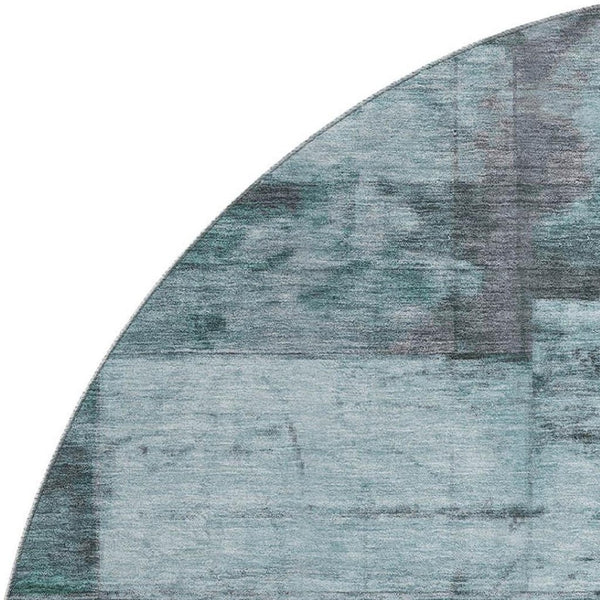 HomeRoots 8' X 10' Stylish Teal and Gray Geometric Washable Area Rug with UV Protection for High-Traffic Homes 707669