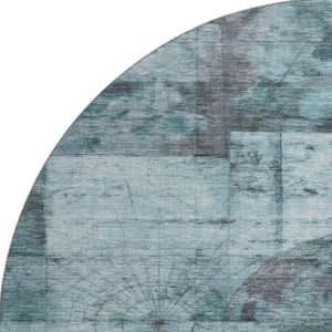 HomeRoots 8' X 10' Stylish Teal and Gray Geometric Washable Area Rug with UV Protection for High-Traffic Homes 707669