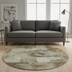HomeRoots 8' X 10' Washable Taupe Gray & Beige Geometric Area Rug – UV Protected, Stain-Resistant & Durable 707675