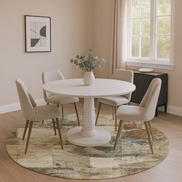 HomeRoots 8' X 10' Washable Taupe Gray & Beige Geometric Area Rug – UV Protected, Stain-Resistant & Durable 707675