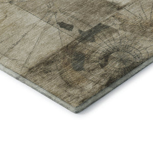 HomeRoots 8' X 10' Washable Taupe Gray & Beige Geometric Area Rug – UV Protected, Stain-Resistant & Durable 707675