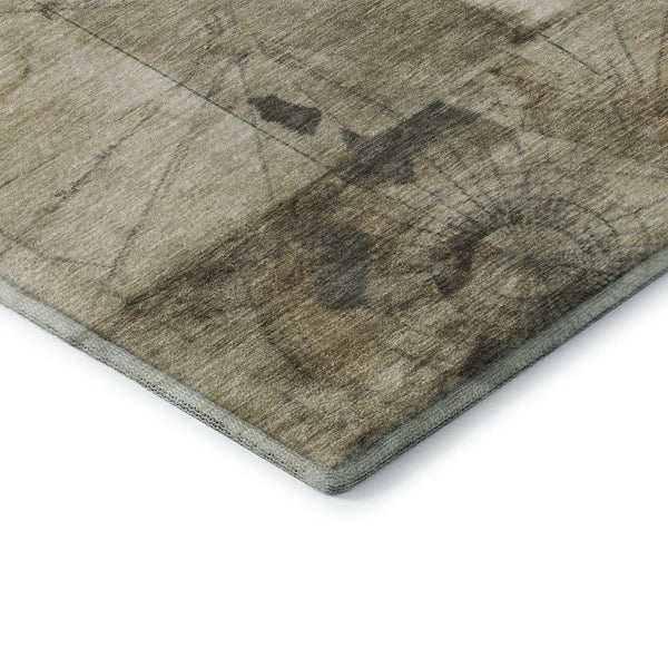 HomeRoots 8' X 10' Washable Taupe Gray & Beige Geometric Area Rug – UV Protected, Stain-Resistant & Durable 707675